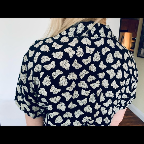 Black & white fine cotton dress button-up short sleeves EUR 40 US size 8 - 10 - Picture 9 of 16